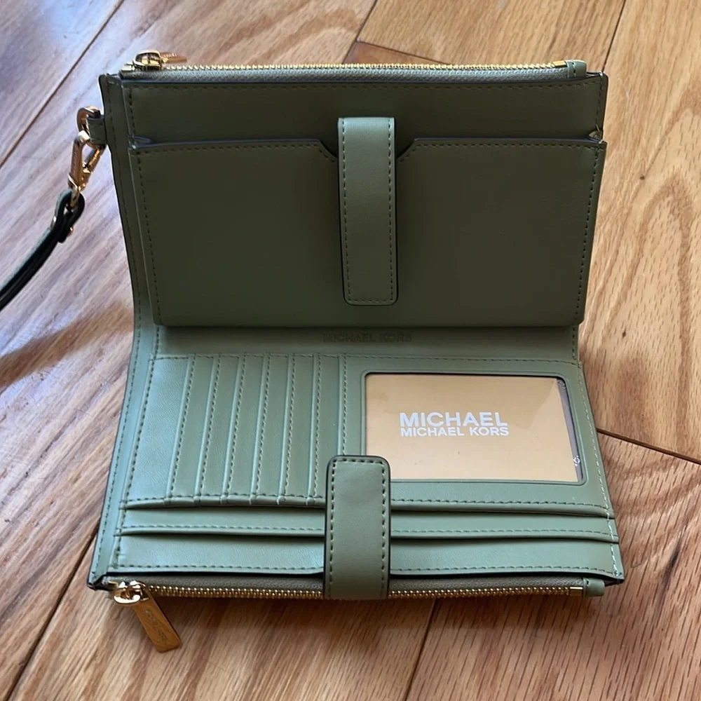 NWT MICHAEL KORS LARGE DOUBLE ZIP WRISTLET PHONE HOLDER